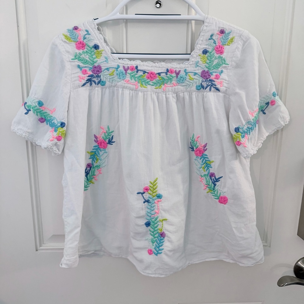 Lilly Pulitzer Top XXS | Tamryn White Embroidered Square Neck Cotton